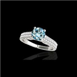 1.41 ctw SI Certified Blue Diamond Solitaire Antique Ring 10K White Gold