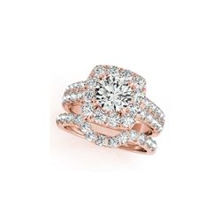 2.51 ctw Certified VS/SI Diamond 2pc Wedding Set Halo 14K Rose Gold
