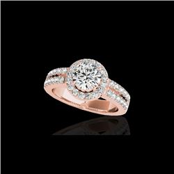 1.5 ctw Certified Diamond Solitaire Halo Ring 10K Rose Gold