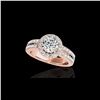 Image 1 : 1.5 ctw Certified Diamond Solitaire Halo Ring 10K Rose Gold