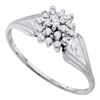 Image 1 : 10kt White Gold Round Diamond Cluster Ring 1/10 Cttw