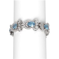 24.65 ctw Blue Topaz & Diamond Bracelet 18K White Gold