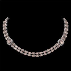37.49 ctw Morganite & Diamond Necklace 14K White Gold