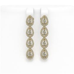 4.52 ctw Pear Cut Diamond Micro Pave Earrings 18K Yellow Gold