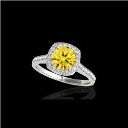 1.65 ctw Certified SI/I Fancy Intense Yellow Diamond Ring 10K White Gold