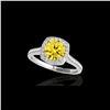 Image 1 : 1.65 ctw Certified SI/I Fancy Intense Yellow Diamond Ring 10K White Gold