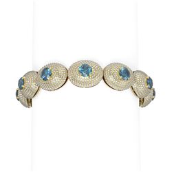22 ctw Intense Blue Diamond Bracelet 18K Yellow Gold
