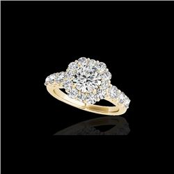 2.25 ctw Certified Diamond Solitaire Halo Ring 10K Yellow Gold