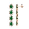 Image 2 : 10.2 ctw Emerald & Diamond Micro Pave Halo Earrings 10K Rose Gold