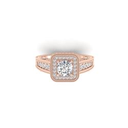 2 ctw Certified VS/SI Diamond Art Deco Halo Ring 18K Rose Gold