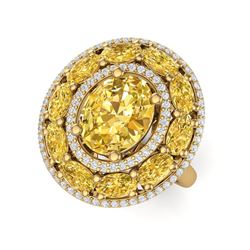7.21 ctw Canary Citrine & VS Diamond Ring 18K Yellow Gold