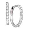 Image 1 : 10kt White Gold Round Diamond Hoop Earrings 1/3 Cttw