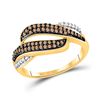 Image 1 : 10kt Yellow Gold Round Brown Diamond Band Ring 1/3 Cttw