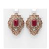 Image 1 : 15.07 ctw Ruby & Diamond Earrings 18K Rose Gold