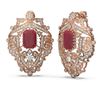 Image 2 : 15.07 ctw Ruby & Diamond Earrings 18K Rose Gold