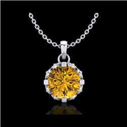 1.14 ctw Intense Fancy Yellow Diamond Art Deco Necklace 18K White Gold