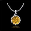Image 1 : 1.14 ctw Intense Fancy Yellow Diamond Art Deco Necklace 18K White Gold