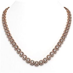 24.4 ctw Cushion Cut Diamond Micro Pave Necklace 18K Rose Gold