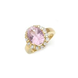 7.65 ctw Kunzite & Diamond Ring 10K Yellow Gold