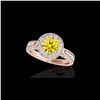 Image 1 : 2 ctw Certified SI/I Fancy Intense Yellow Diamond Halo Ring 10K Rose Gold