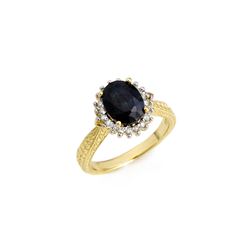 2.75 ctw Blue Sapphire & Diamond Ring 18K Yellow Gold
