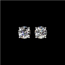 1.09 ctw Certified Quality Diamond Stud Earrings 10K White Gold
