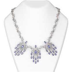 37.18 ctw Tanzanite & Diamond Necklace 18K White Gold
