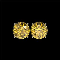 5 ctw Certified Intense Yellow Diamond Stud Earrings 10K Yellow Gold