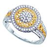 Image 1 : Two-tone Sterling Silver Round Diamond Circle Cluster Ring 1/2 Cttw