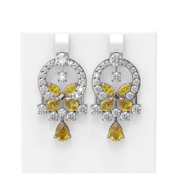 13.28 ctw Citrine & Diamond Earrings 18K White Gold