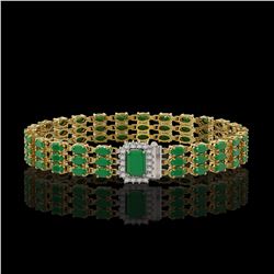 28.74 ctw Emerald & Diamond Bracelet 14K Yellow Gold