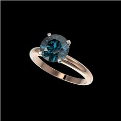 2.50 ctw Certified Intense Blue Diamond Engagement Ring 10K Rose Gold