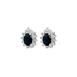 5.46 ctw Blue Sapphire & Diamond Earrings 18K White Gold