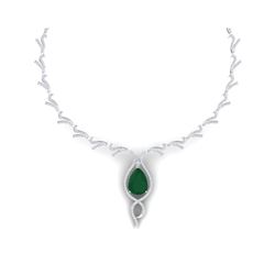 23.43 ctw Emerald & VS Diamond Necklace 18K White Gold