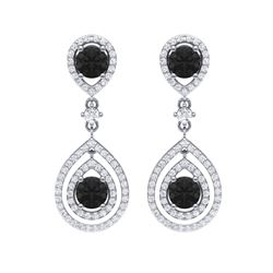 3.62 ctw Certified Black VS Diamond Earrings 18K White Gold