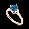 Image 1 : 1.25 ctw Fancy Intense Blue Diamond Art Deco Ring 18K Rose Gold