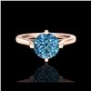 Image 2 : 1.25 ctw Fancy Intense Blue Diamond Art Deco Ring 18K Rose Gold