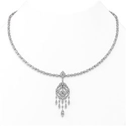18 ctw Mixed Cut Diamond Designer Necklace 18K White Gold