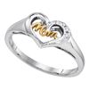 Image 1 : Sterling Silver Round Diamond Mom Mother 2-tone Heart Ring .02 Cttw