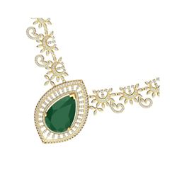 65.75 ctw Emerald & VS Diamond Necklace 18K Yellow Gold