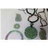 Image 8 : Qty 3 Jade or Jadeite Pendant Necklaces, 3 Bangles, Stone Charms, Earrings