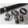 Image 1 : Qty 6 Men's Silver-Tone Rings, Sizes 7-12 - Tungsten Affinity, etc