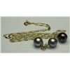 Image 1 : Tahitian Black Pearl Pendant w/ Chain and Pair of Earrings