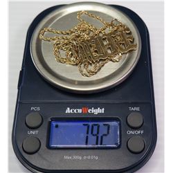 14K Gold Rope Chain w/ Pendant, Approx. 7.9 Grams