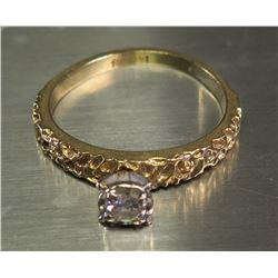 14K Gold Ring with Single Diamond, Approx. 2.72 Grams