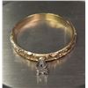 Image 1 : 14K Gold Ring with Single Diamond, Etched Floral Design, Approx. 2.5 Grams