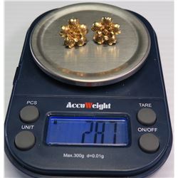 Pair of 18K Gold Floral Earrings, Approx. 2.87 Grams