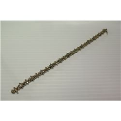 10K Gold Link Bracelet w/Small Diamonds, Floral & Bow Design