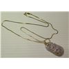 Image 1 : 14K Serpentine Chain (Italy) & Carved Semiprecious Stone Pendant
