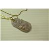 Image 2 : 14K Serpentine Chain (Italy) & Carved Semiprecious Stone Pendant